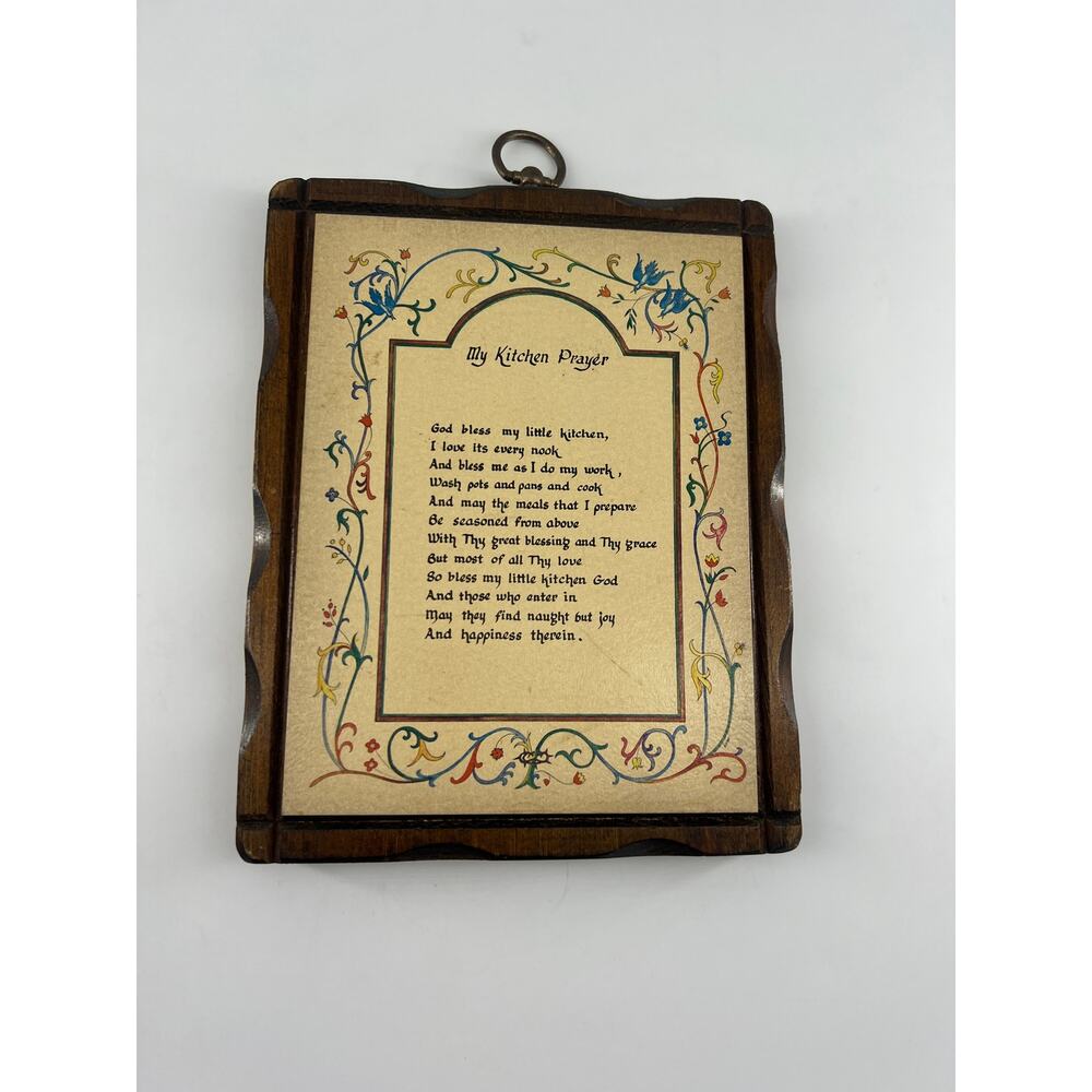Vintage "My Kitchen Prayer" 90s Cottagecore Jerry Schultz Co Plaque Decor